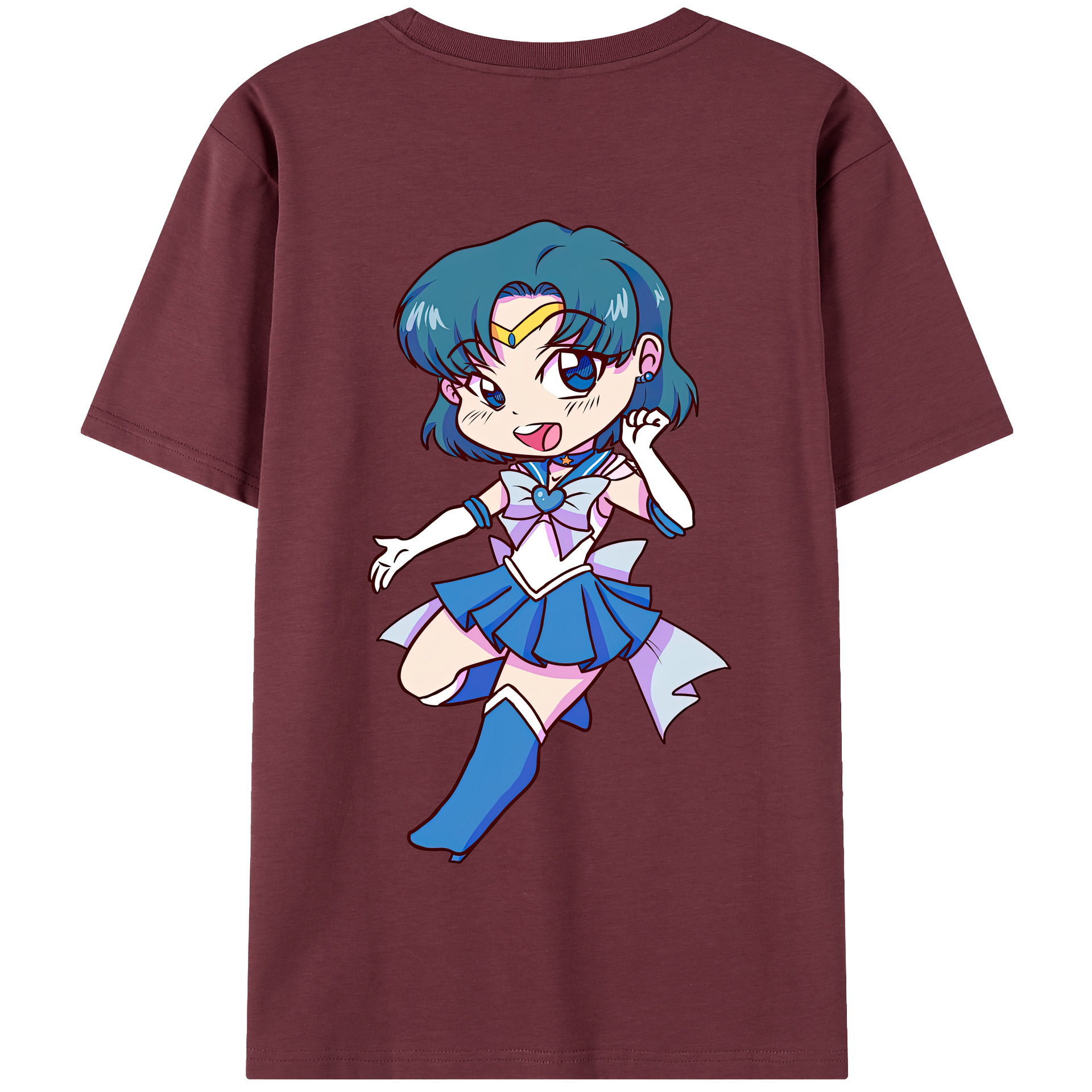 （画像用） 美少女戦士セーラームーン 水野 亜美 みずの あみ Sailor Moon Mizuno Ami 綿100％半袖Tシャツ（背面プリント）